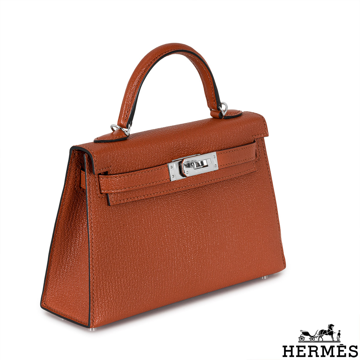 Hermès Mini Kelly II Ostrich PHW Color E5 Brand New